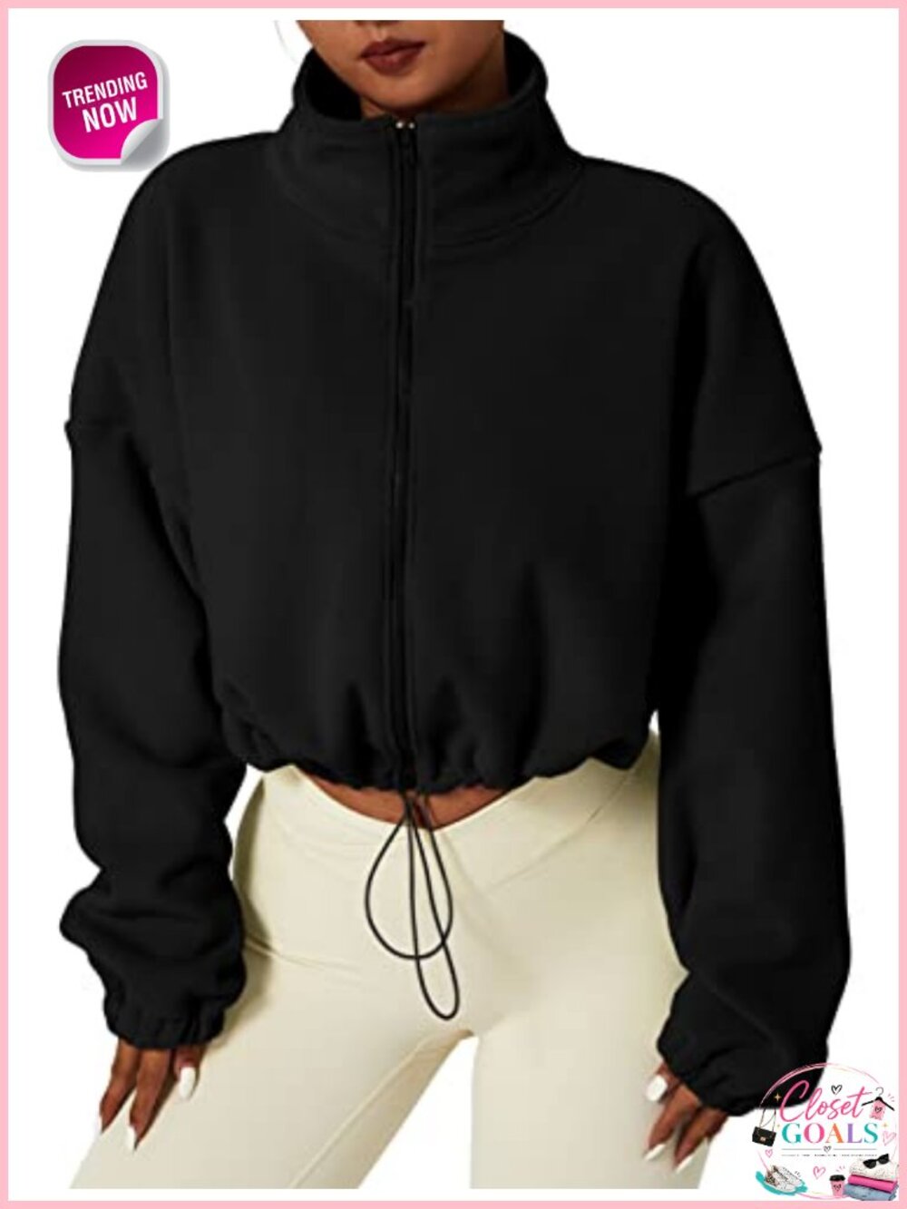 Womens Fleece Short Jacket Full Zip Warm Winter Crop Coat